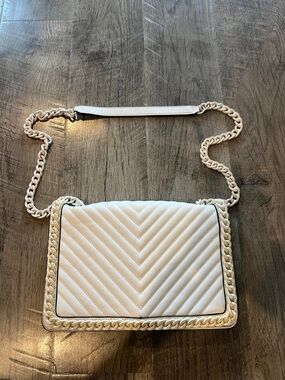 Aldo White Quilted Chain-Trim Shoulder Bag
